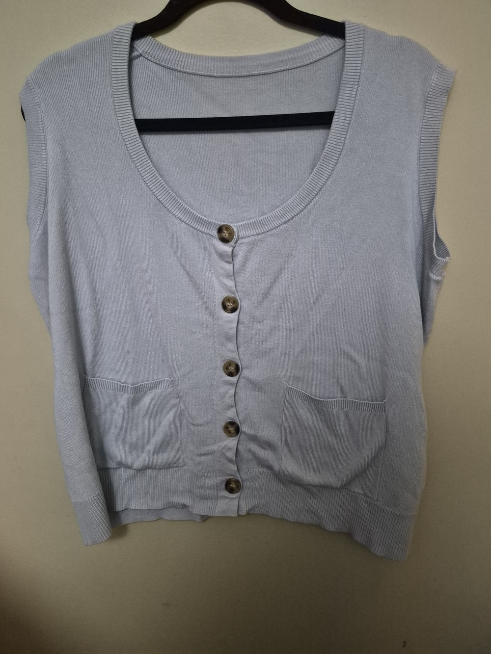 Light Blue Women's Button-Front Knit Vest